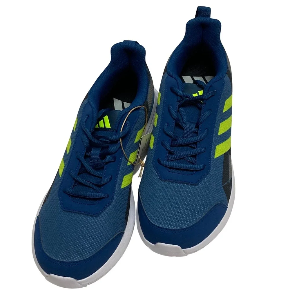 Adidas Men Blue Lime Green Running Shoes Sneakers Mesh Lace Up Athletic 8.5 NWOB
